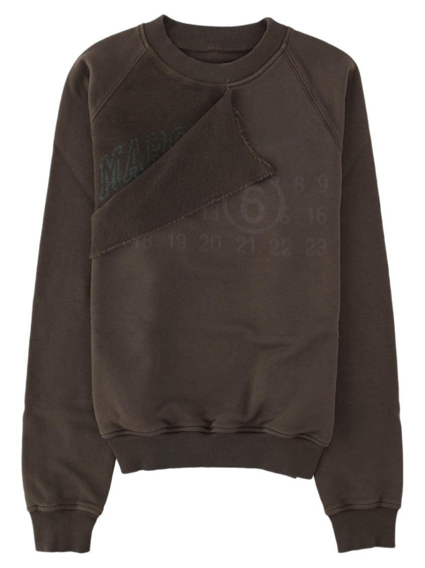 Mm6 By Maison Margiela Brown Asymmetrical Flap Detail Sweatshirt