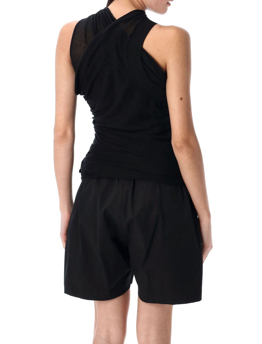 Rick Owens Black Top With Twisted Neckline