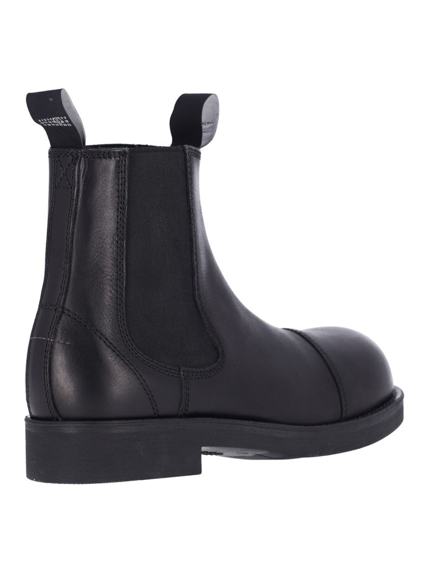 Mm6 By Maison Margiela Black Chelsea Biker Leather Boots