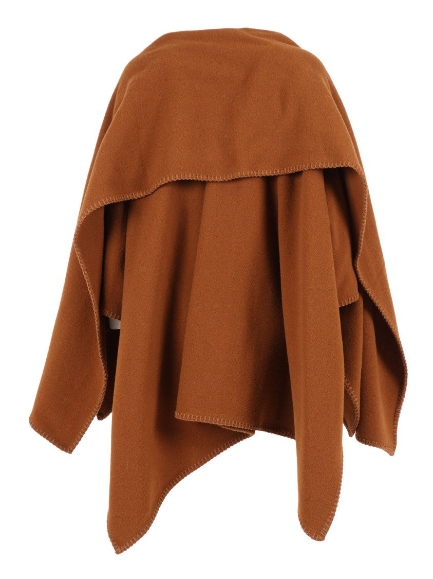 Fabiana Filippi Wool Cape With Unique Scarf Design