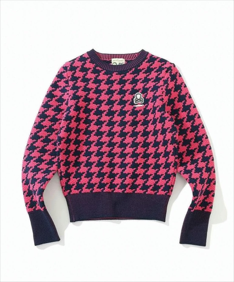 Mark&Lona Bold Houndstooth Long-Sleeve Top With Ribbed Details