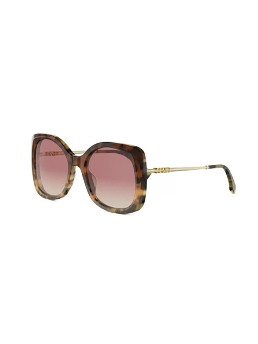 Fendi Tortoiseshell Fe40201i Rectangular Pink Sunglasses