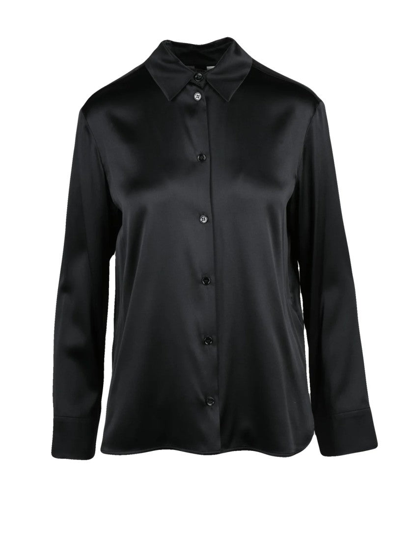 Mm By Max Mara Black Stretch Silk Emiro Satin Shirt