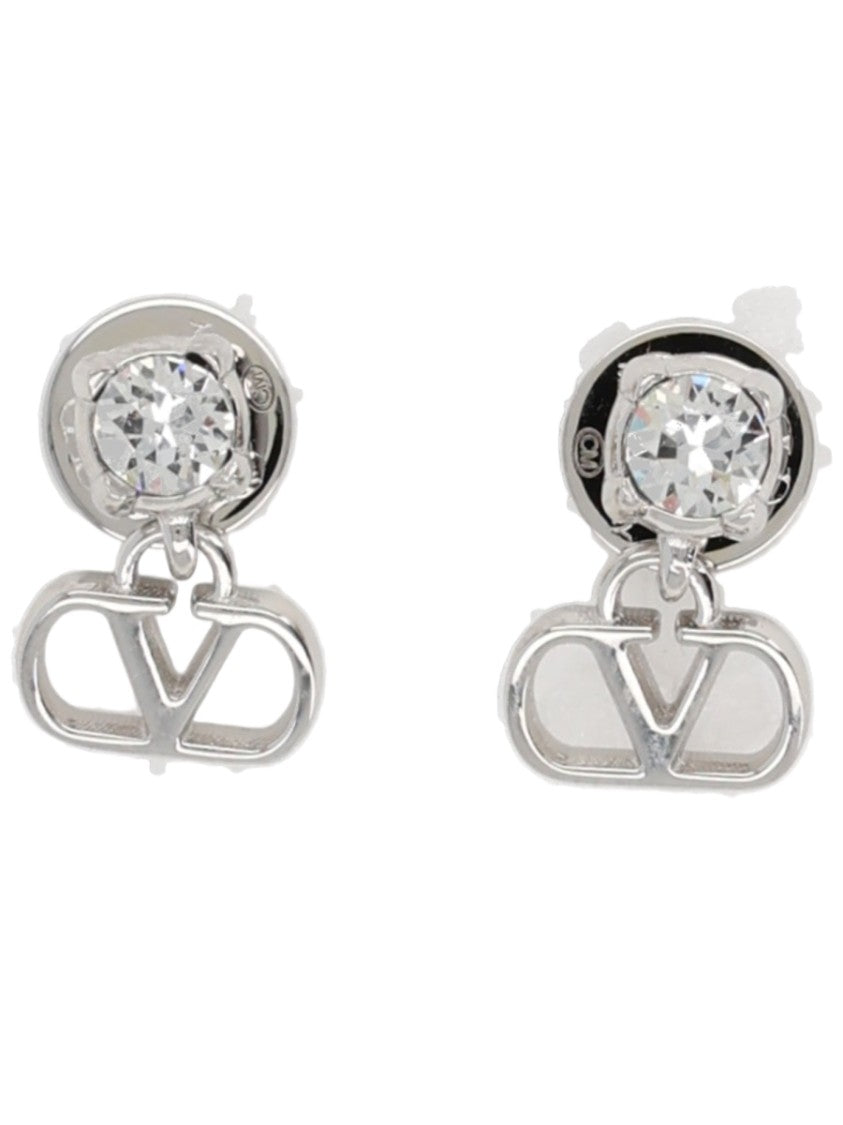 Valentino Garavani Vlogo Signature Faceted Stone Brass Earrings