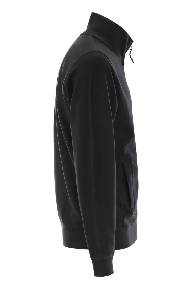 Stone Island Black Hooded Sweatshirt With Zip Closure