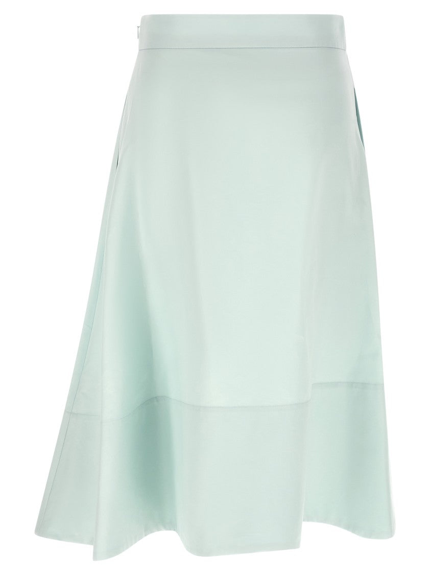 Jil Sander Flared Midi Skirt With Asymmetric Hem And Side Zip Closure