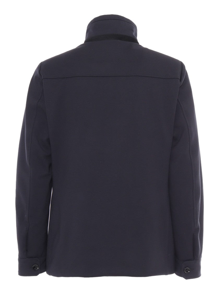 Moorer Bas-Tz Dark Blue Double-Breasted High-Collar Jacket