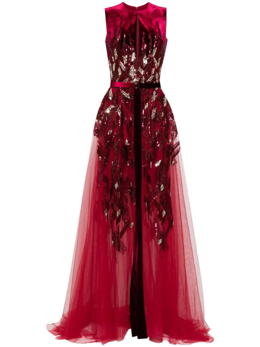 Saiid Kobeisy Velvet Embroidered Dress