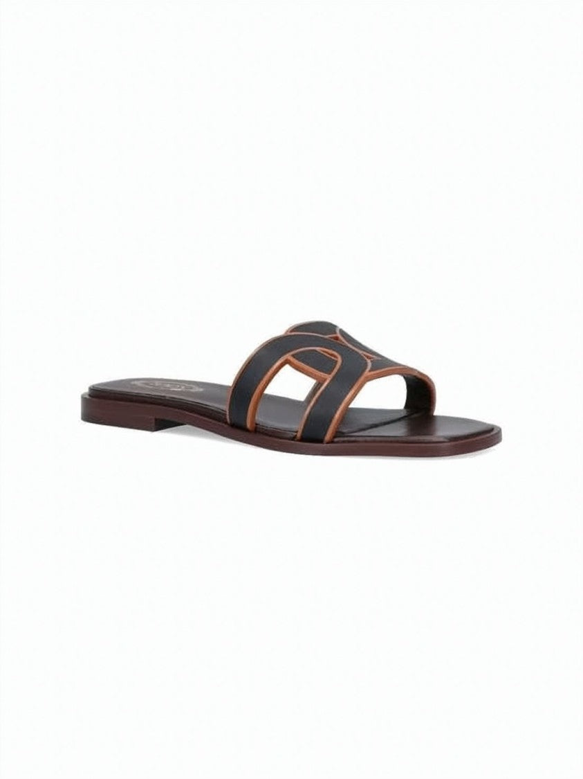 Tod's Leather Slide Sandals With Distinctive Cut-Out Design