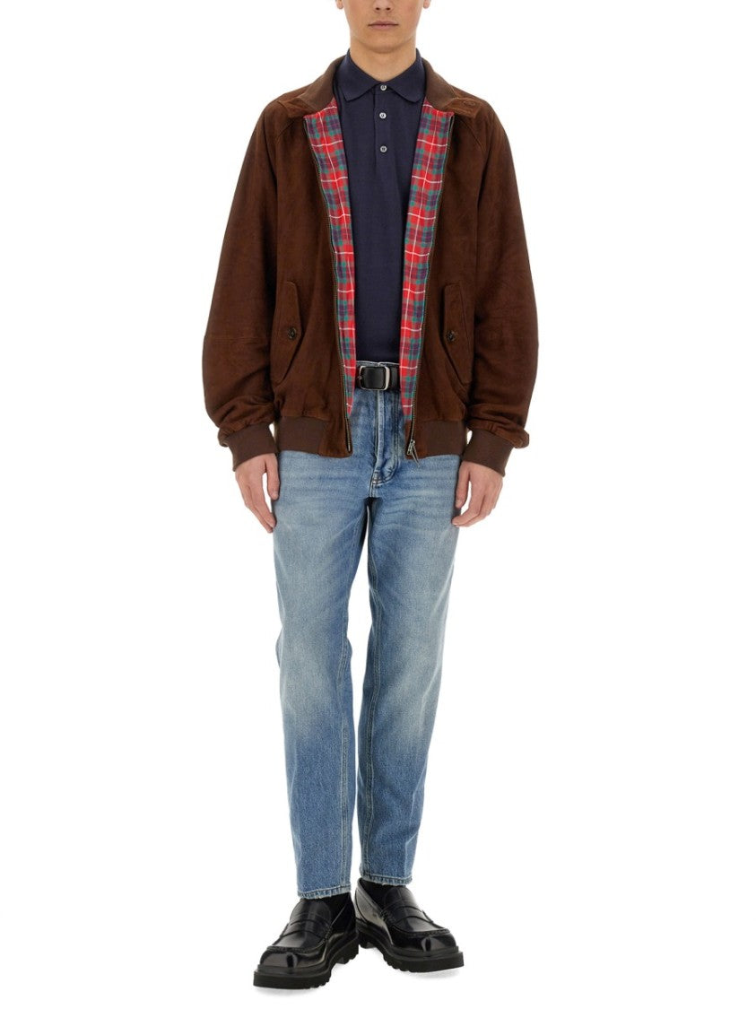 Baracuta Brown Suede Red Tartan Lining Jacket