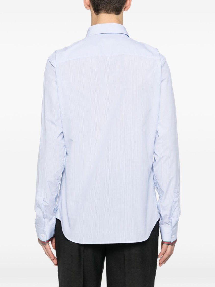 Gucci Light Blue Pinstripe Shirt With Button-Down Collar