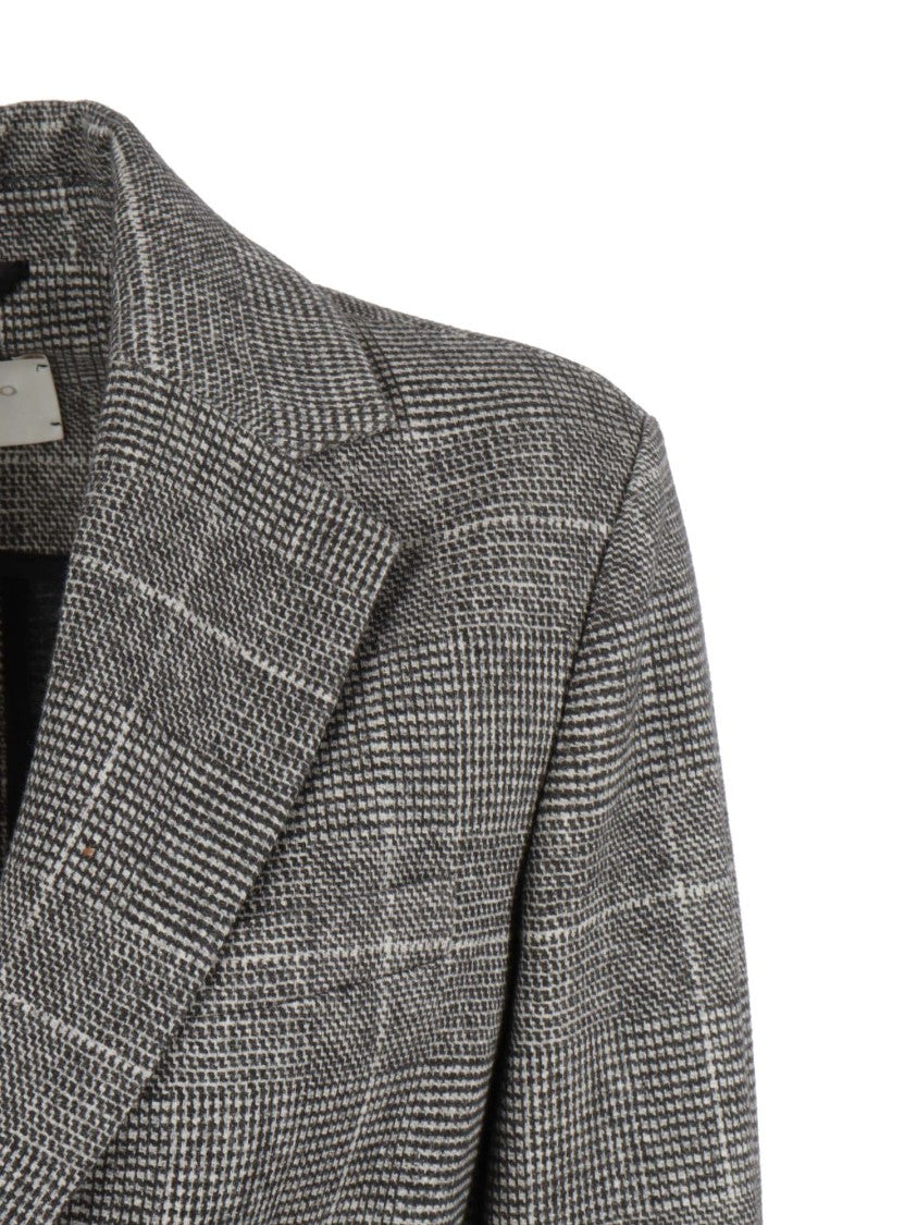 Circolo 1901 Checkered Slim-Fit Long Jacket With Notched Lapels