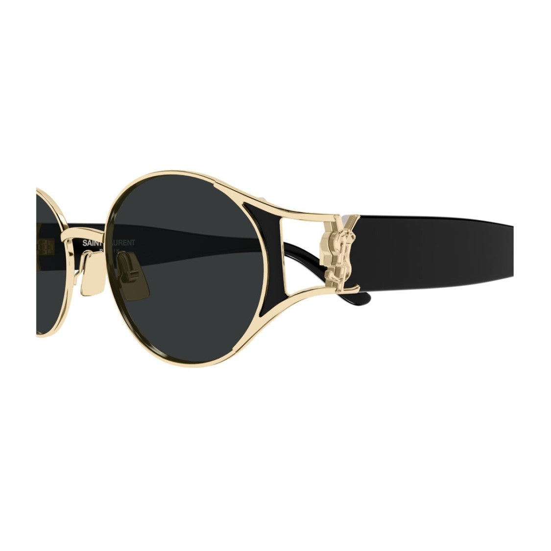 Saint Laurent Gold Black Linea Monogram Sl M919 Oval Sunglasses