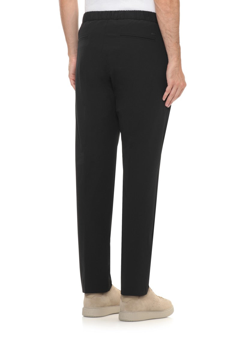 Herno Black Tapered Drawstring Straight-Leg Pants