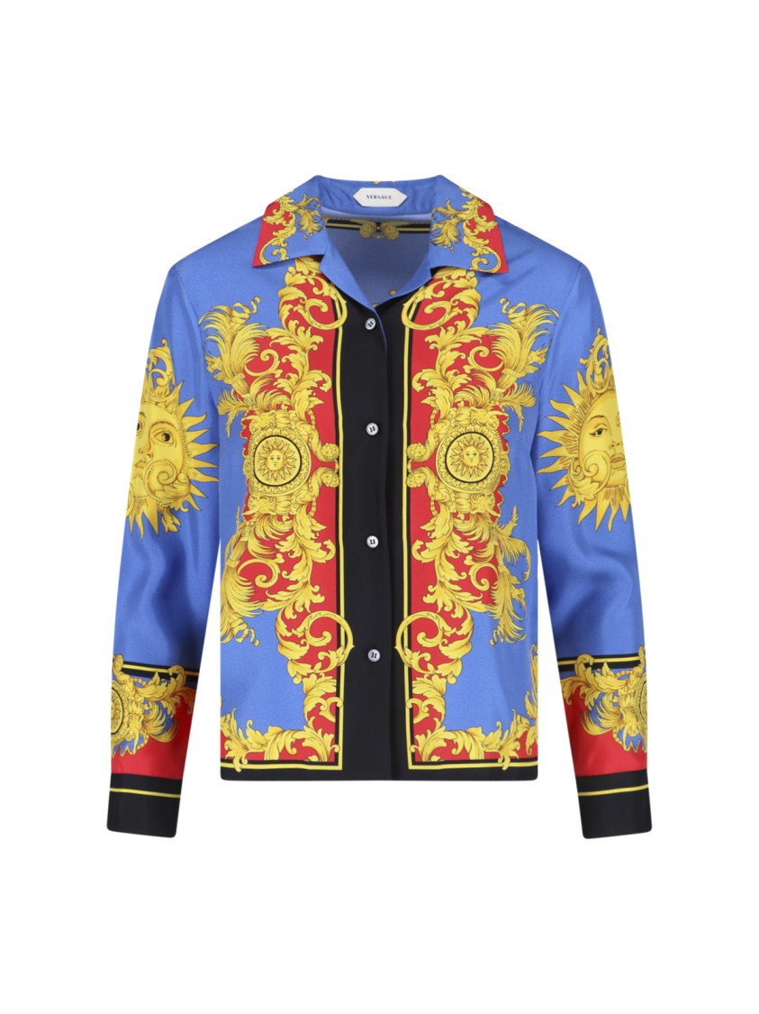 Versace Multicolor Artistic Motifs Silk Shirt