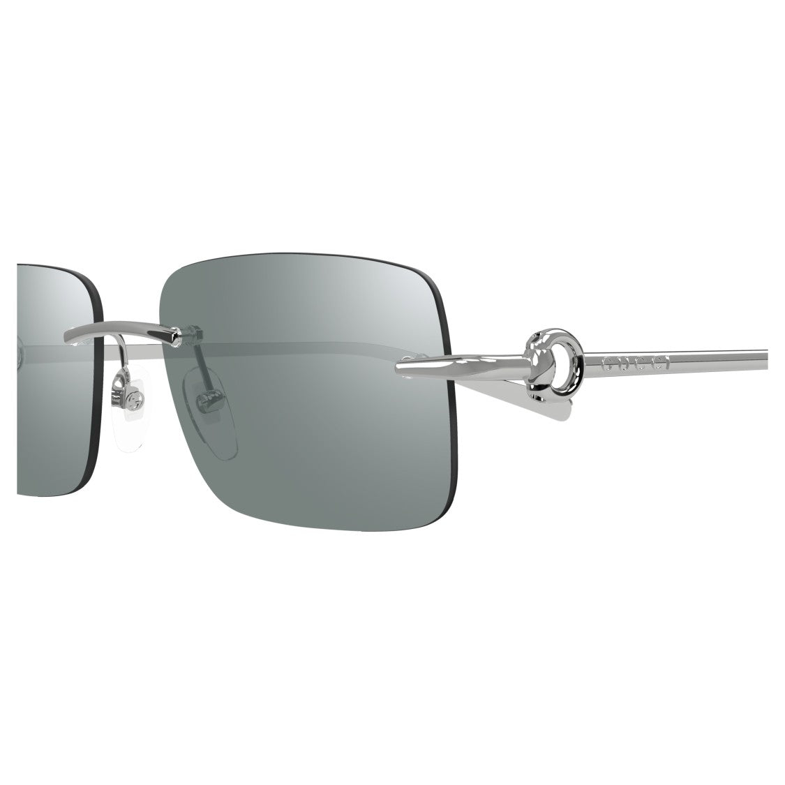 Gucci Gg1703s Rimless Sunglasses With Rectangular Grey Lenses