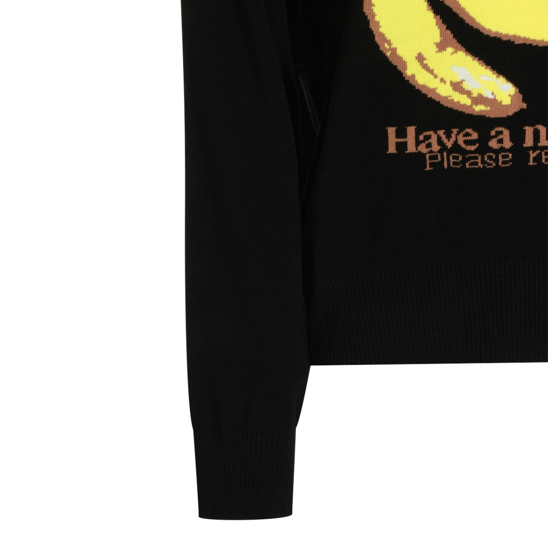 Ganni Cotton Knit Sweater With Bold Banana Graphic Print