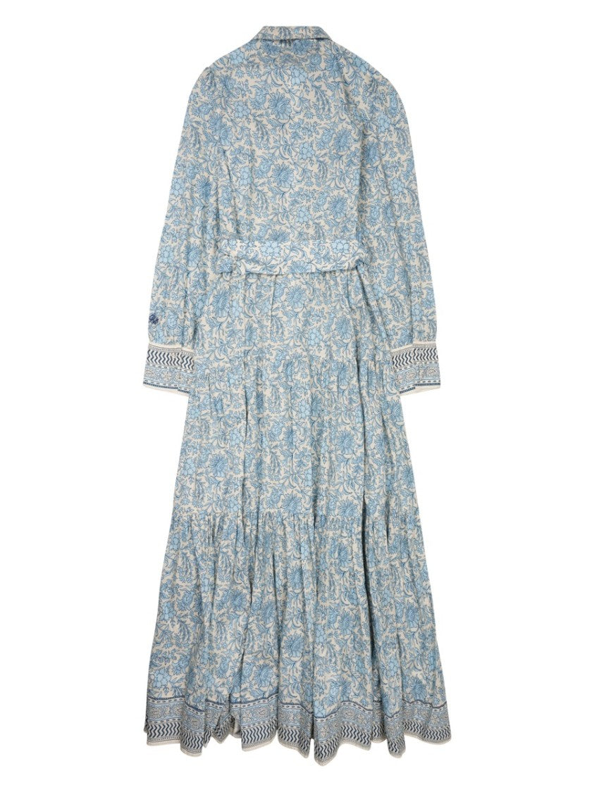 Mc2 Saint Barth Maxi Cotton Dress With Floral Pattern