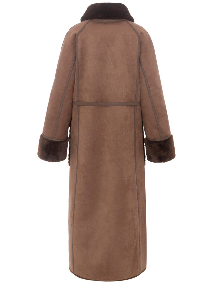 Urbancode Reversible Long Coat With Plush Faux Fur And Velvety Suede Finish