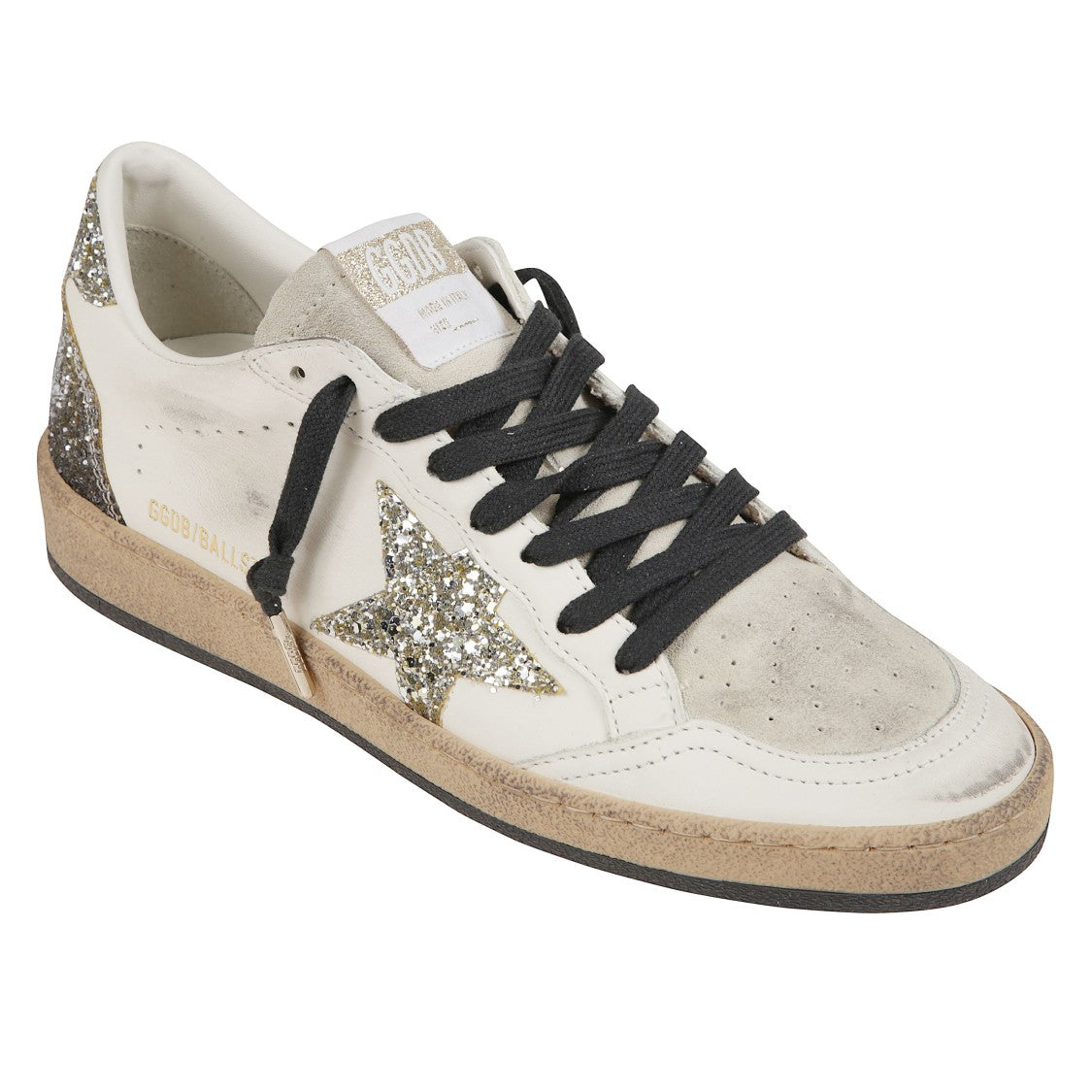 Golden Goose Black Vintage Leather Sneakers With Silver Star