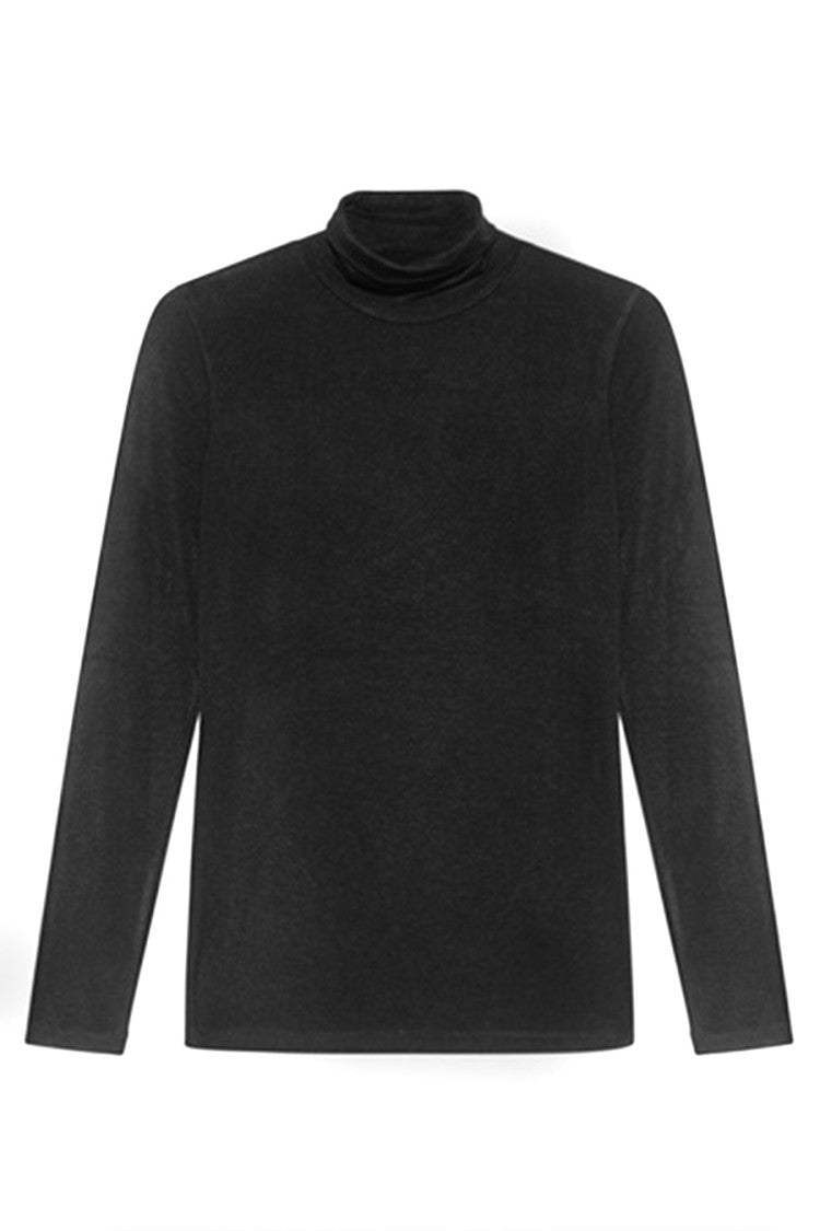 Dondup High Neck Black Sweater In Premium Modal-Cashmere Blend