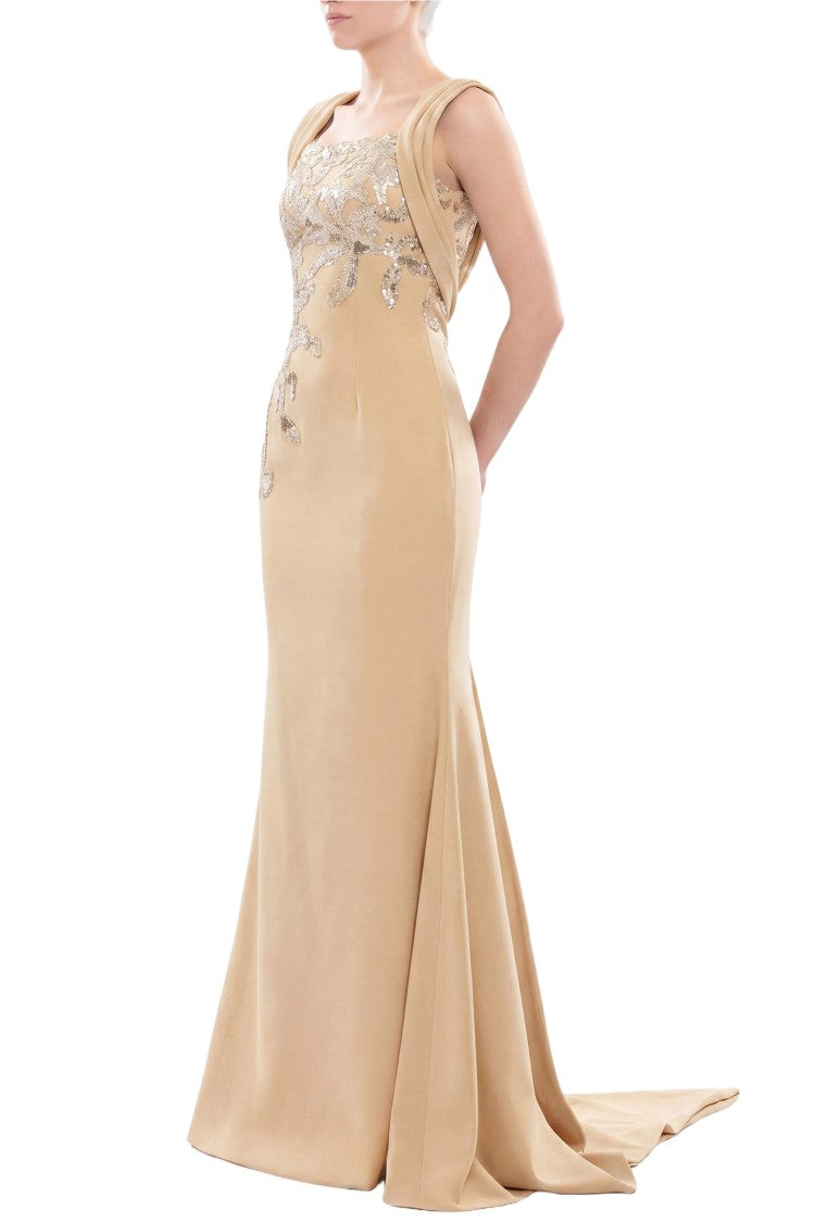Saiid Kobeisy Embellished Long Crepe Dress