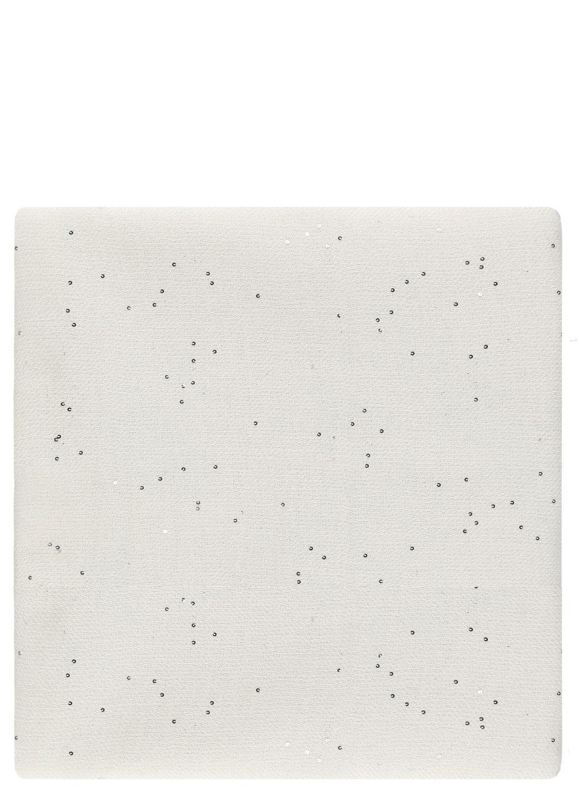 Peserico Ivory Cotton Stole With Delicate Fringe Finish