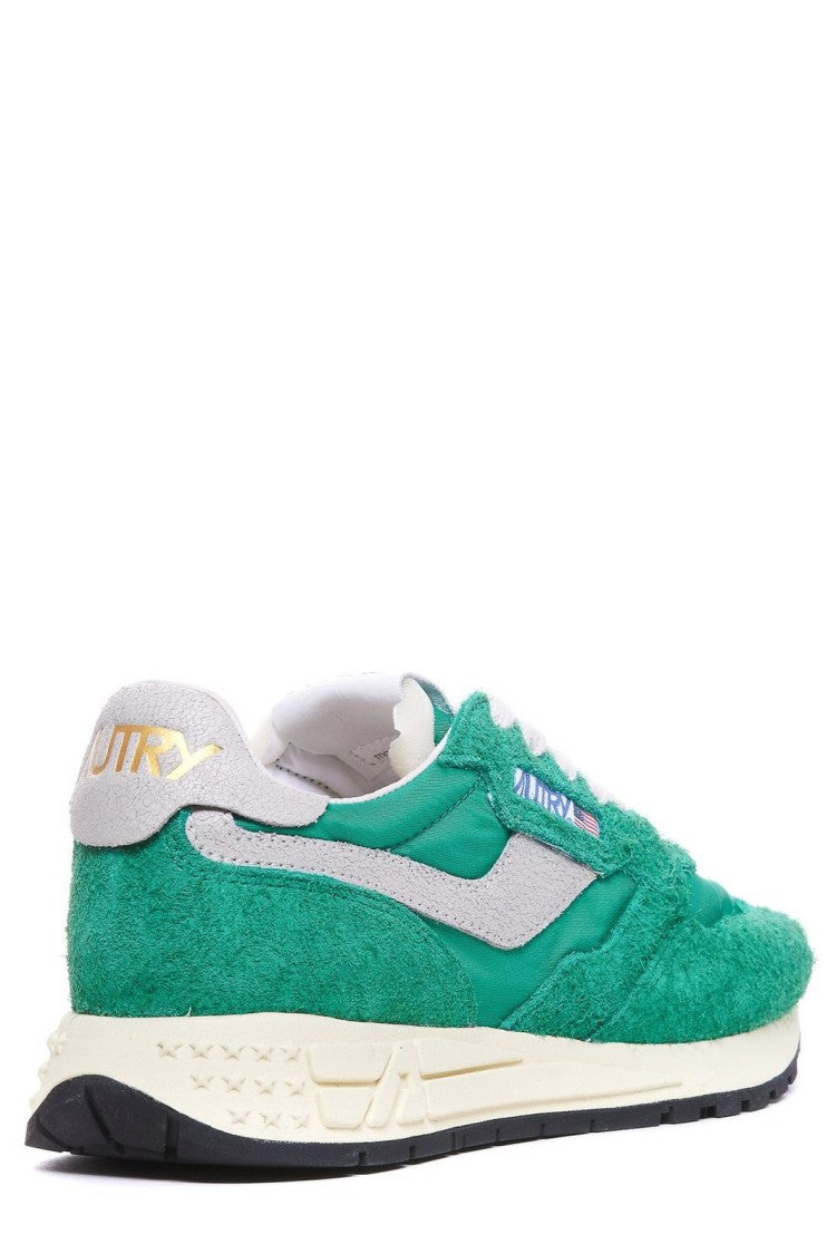 Autry Green Nylon And Cow Leather Sneakers
