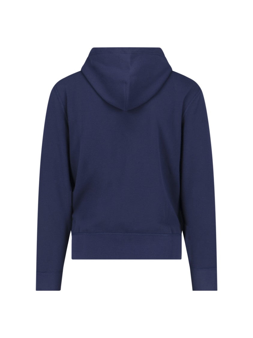 Polo Ralph Lauren Navy Zip-Up Hoodie With Drawstring Hood And Logo Embroidery