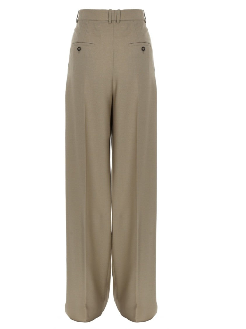 Saint Laurent Wide-Leg Tailored Trousers With High Waist And Pleats