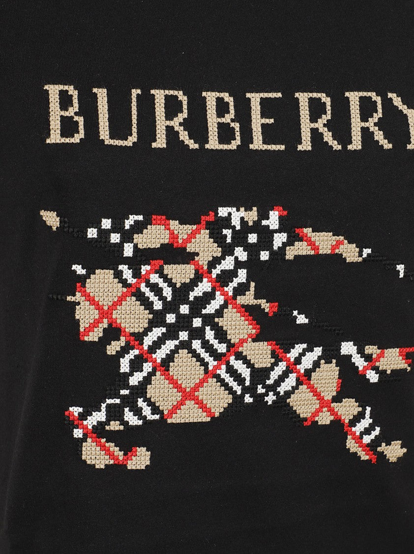 Burberry Black T-Shirt With Check Motif