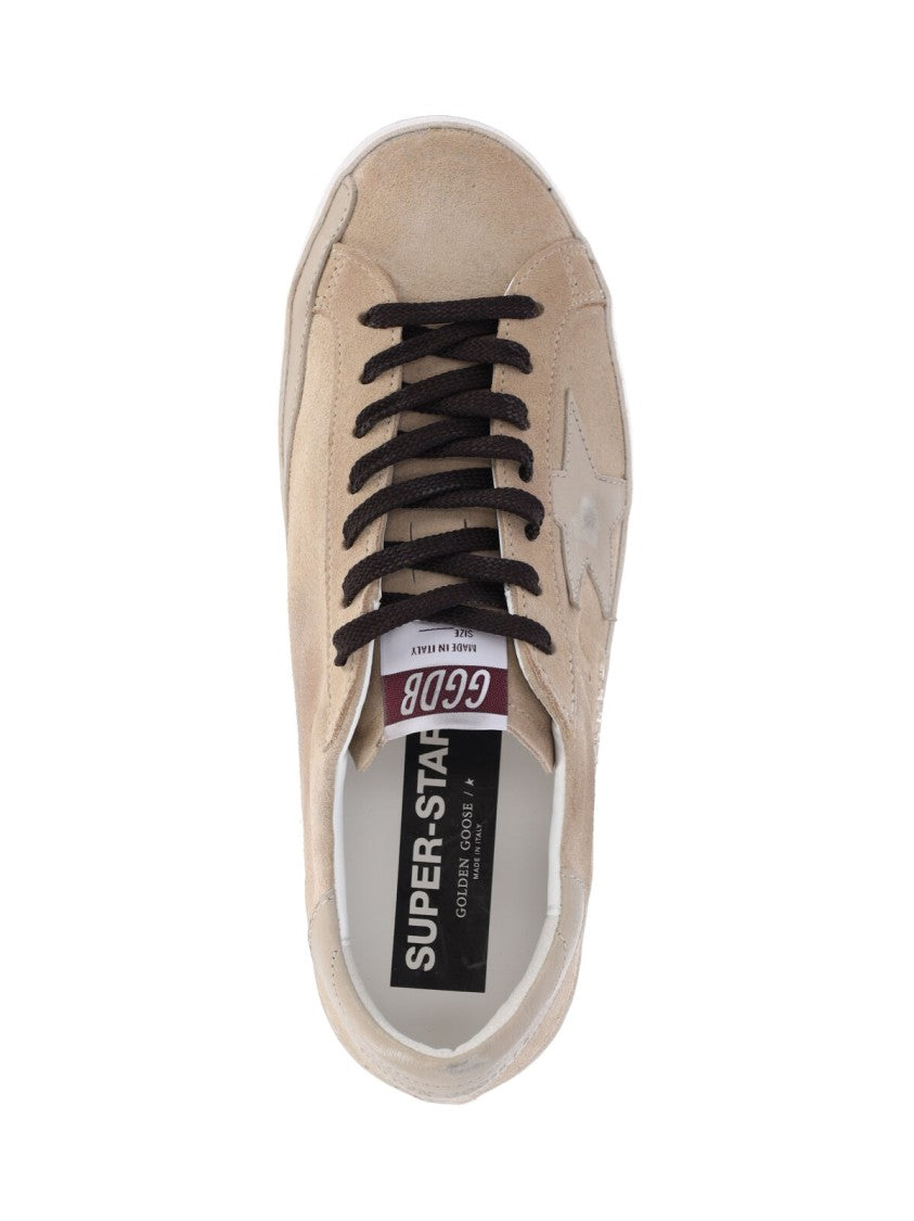 Golden Goose Beige Super-Star Calf Suede Low-Top Sneakers