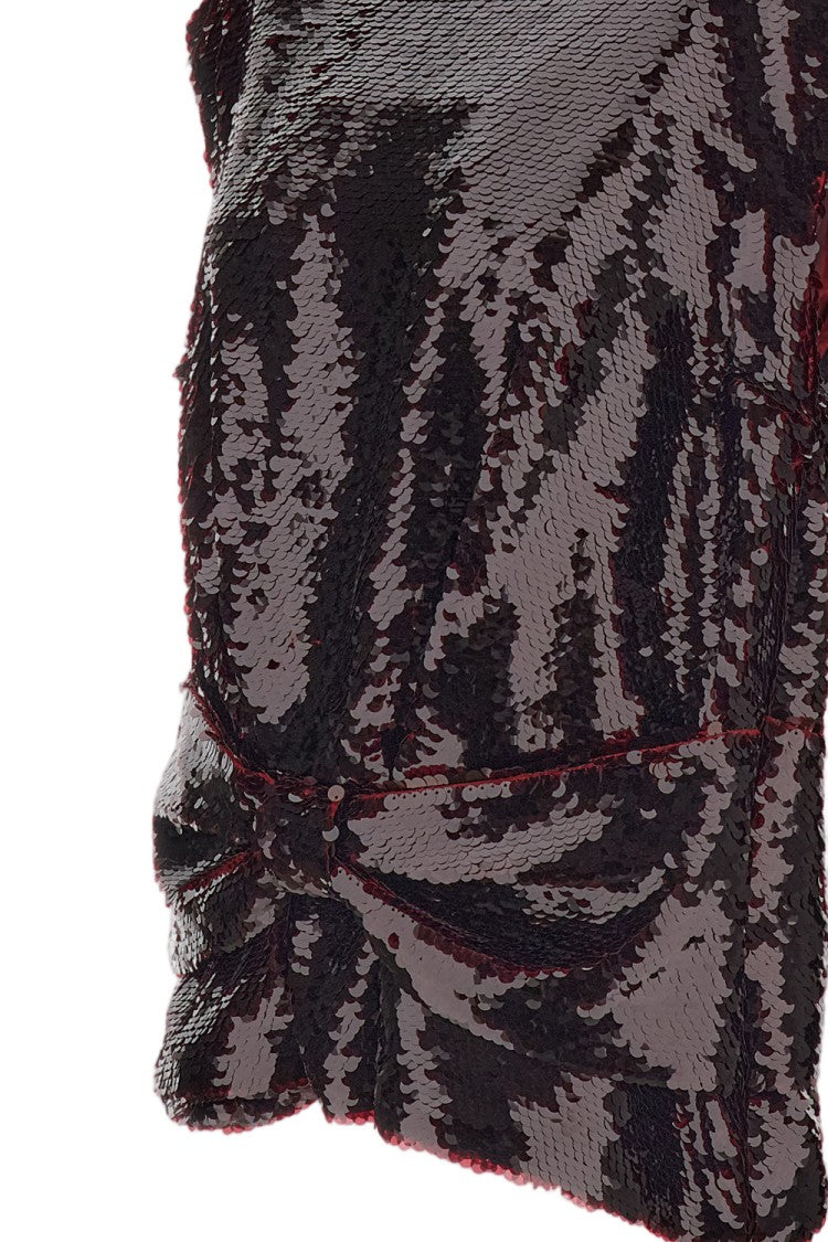 Simone Rocha Dark Red Boxy Peplum Sequin Tank Top