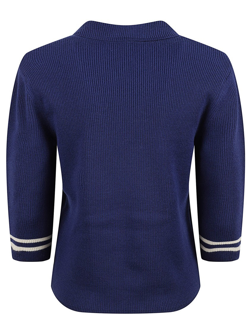 Valentino Garavani Cardigan In Blue Virgin Wool