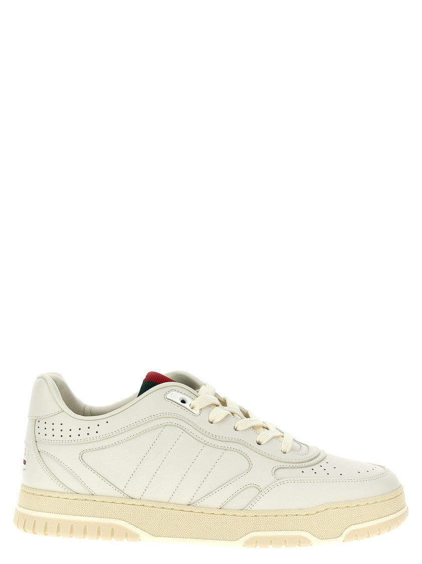 Gucci Low-Top Leather Sneakers With Web Ribbon Detail