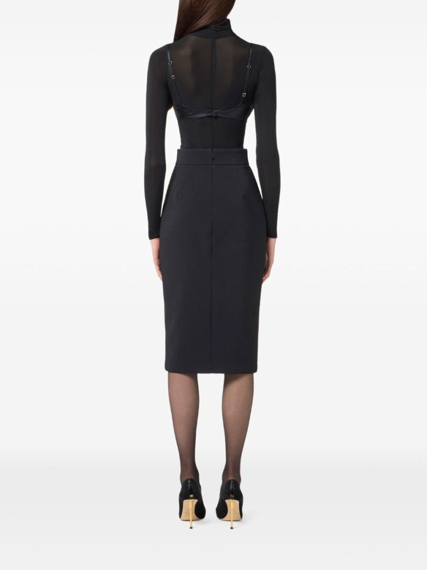 Elisabetta Franchi Mid-Length Black Pencil Skirt With High Waist