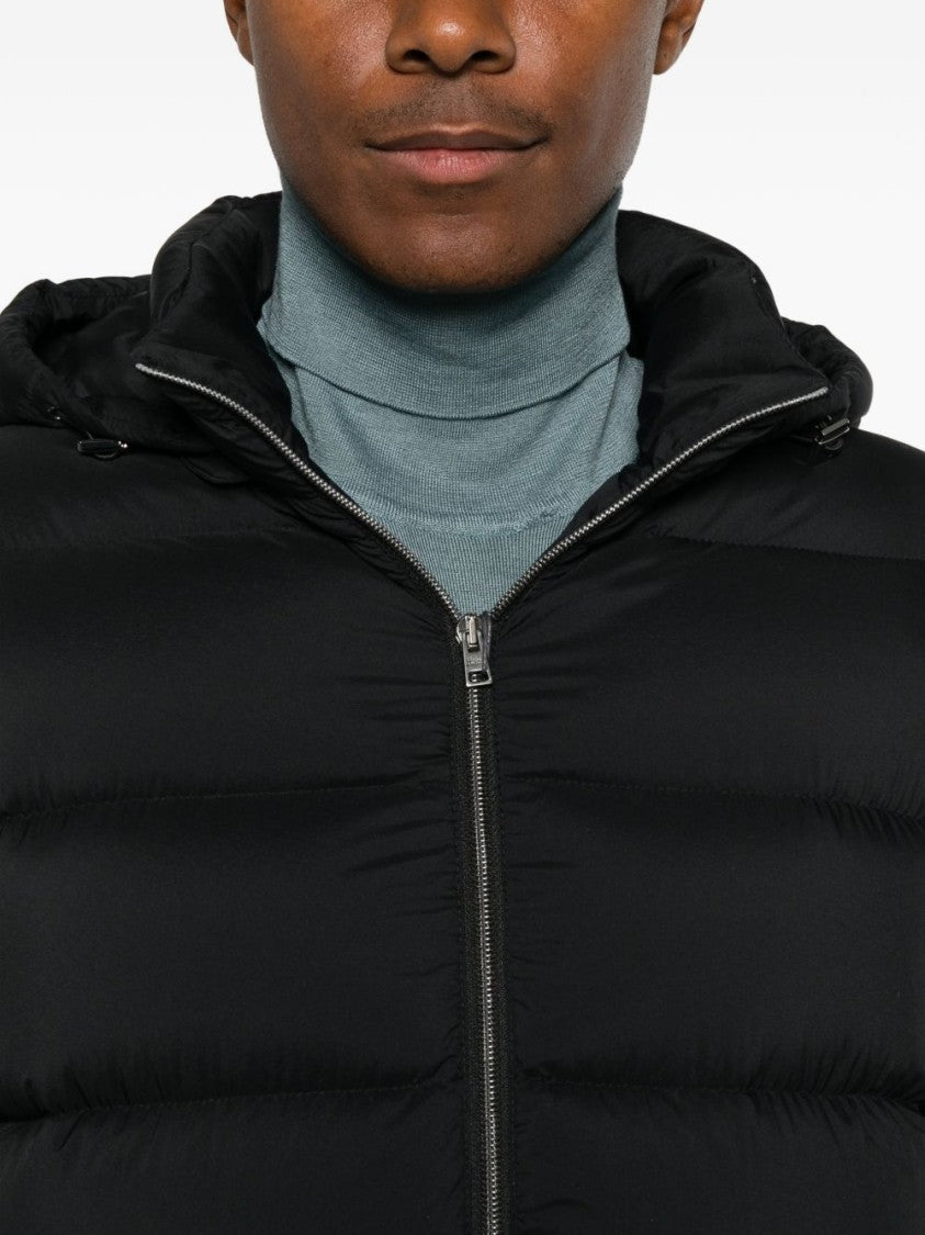 Herno Black Puffer Hooded Matte Finish Jacket