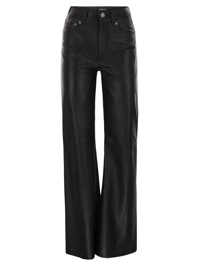 Dondup Amber - Wide-Leg Lambskin Trousers