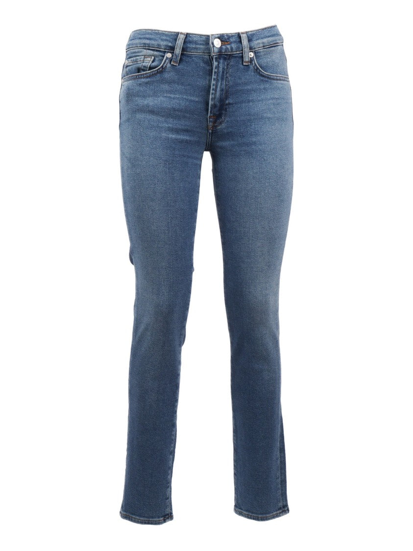 7 For All Mankind Roxanne Fancy Mid-Rise Straight-Leg Tailored Pants