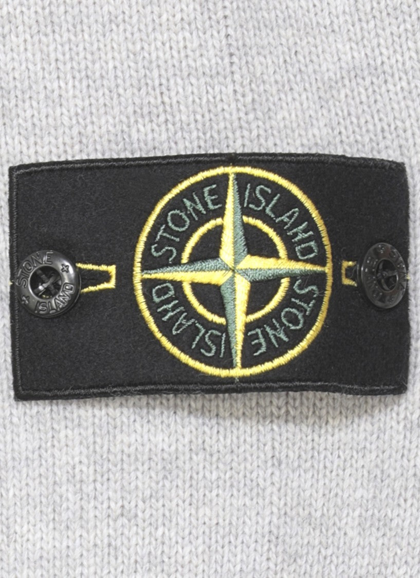 Stone Island All-Over Ribbed Grey Wool Sweater