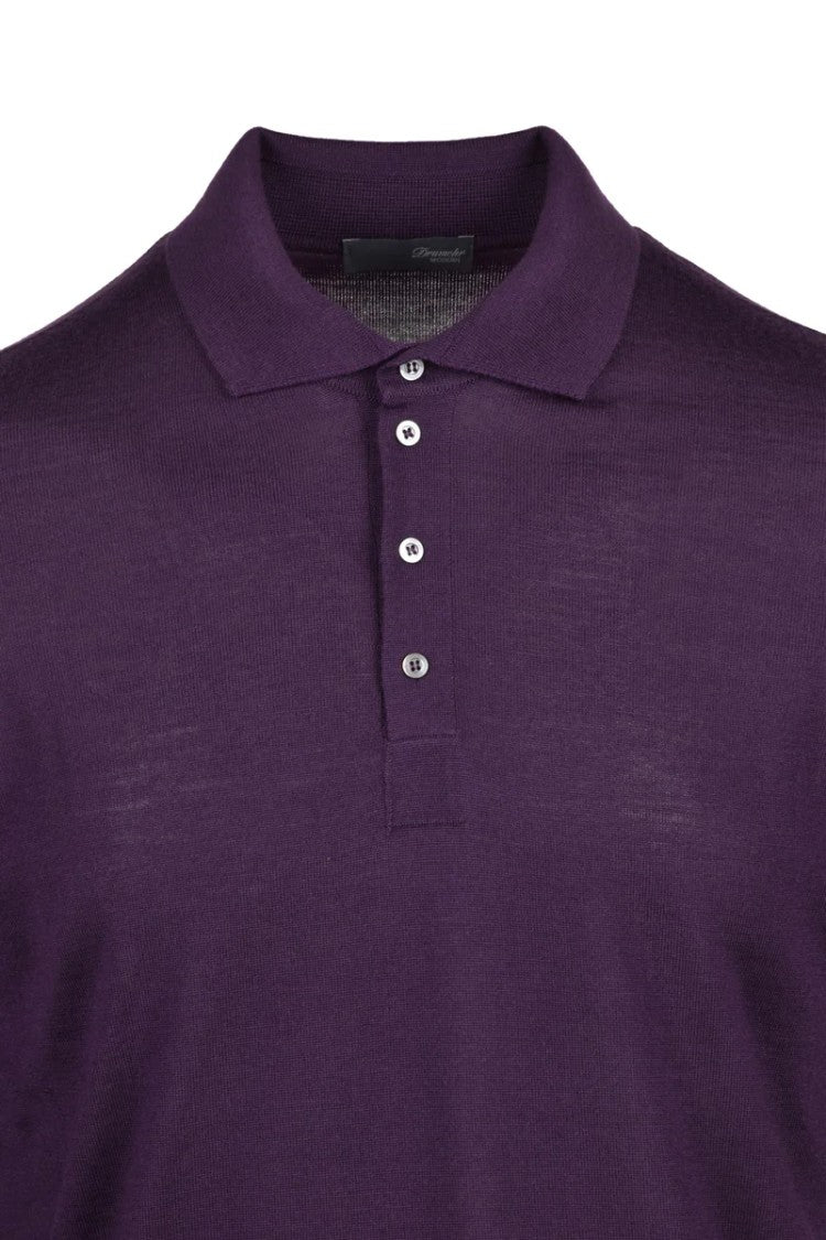Drumohr Merino Wool Knit Polo - Purple