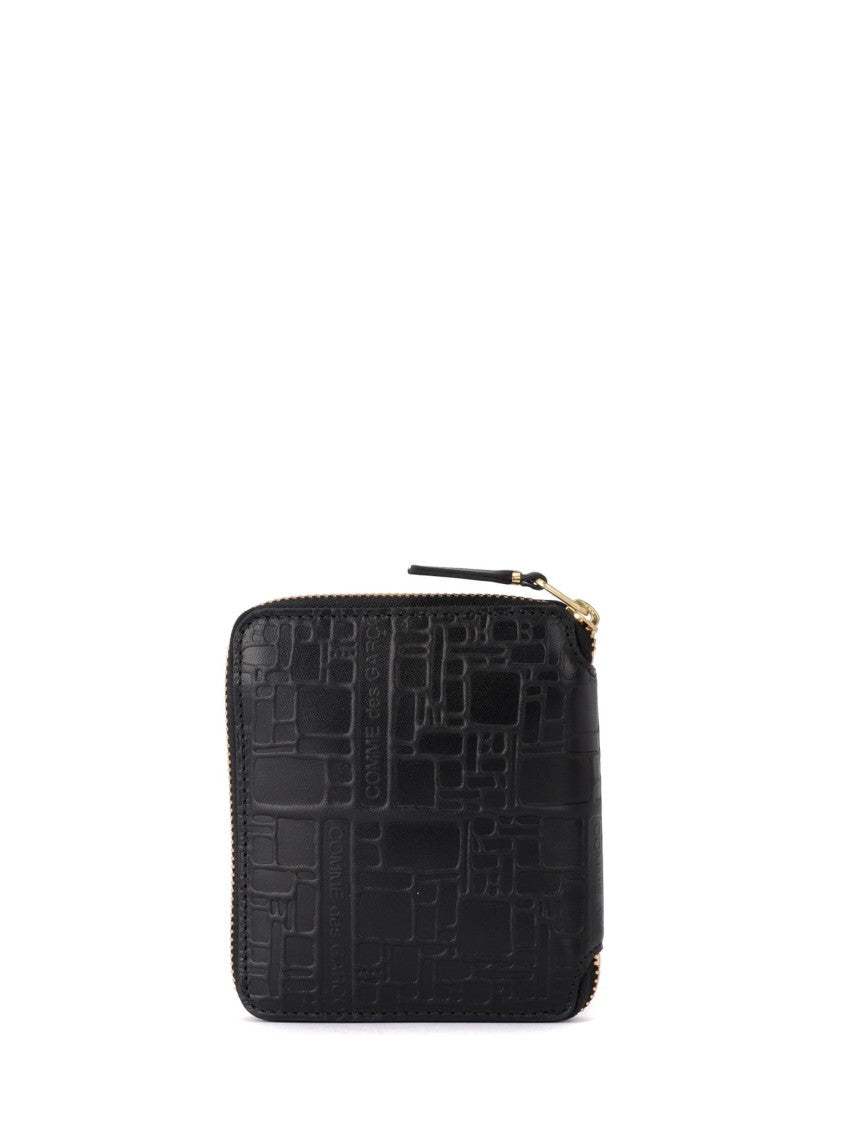 Comme Des Garçons Black Embossed Calf Leather Wallet