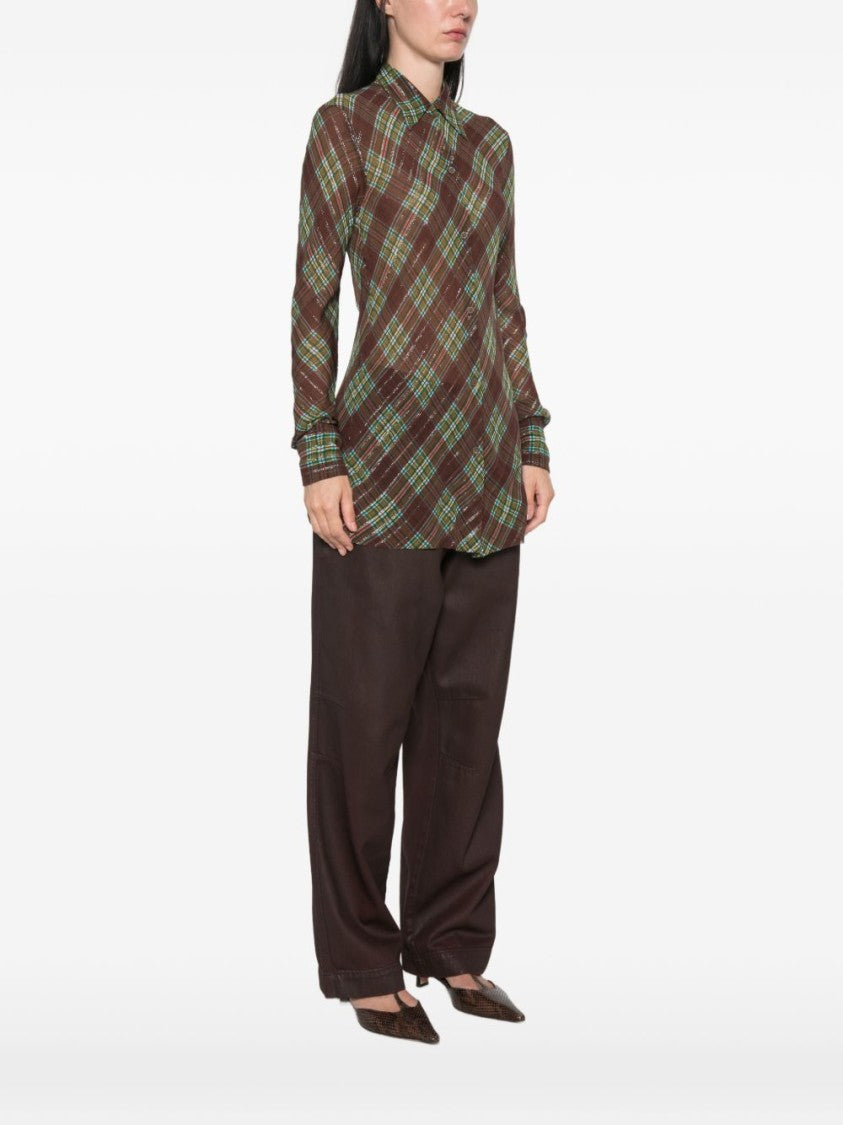 Dries Van Noten Diagonal Plaid Button-Down Shirt