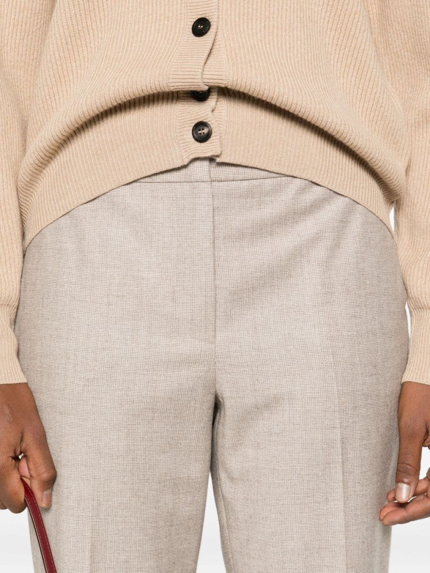 Peserico Tailored Beige Trousers With Cuffed Hems