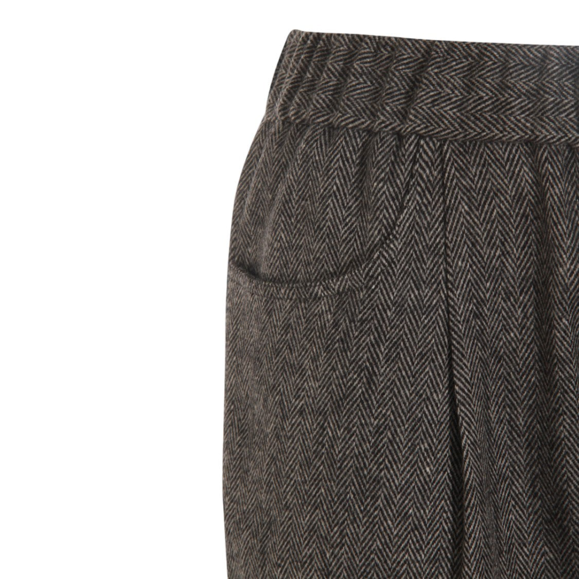 Antonelli Firenze Tapered Anthracite Trousers With Herringbone Pattern