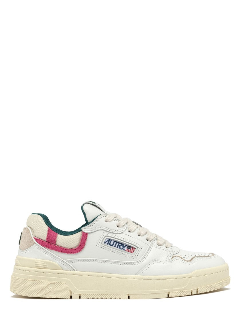 Autry Low-Top Leather Sneakers With Fuchsia Suede Inserts