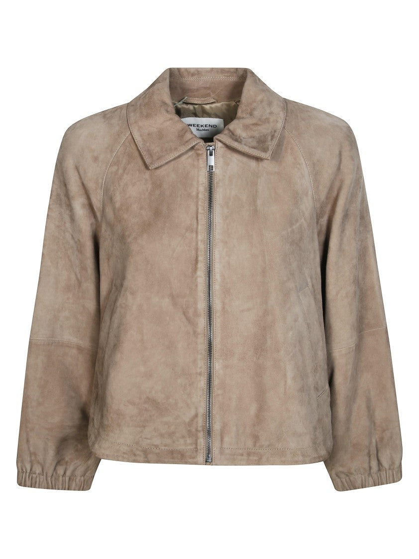 Max Mara Wkdzuppa Cropped Suede Casual Jacket