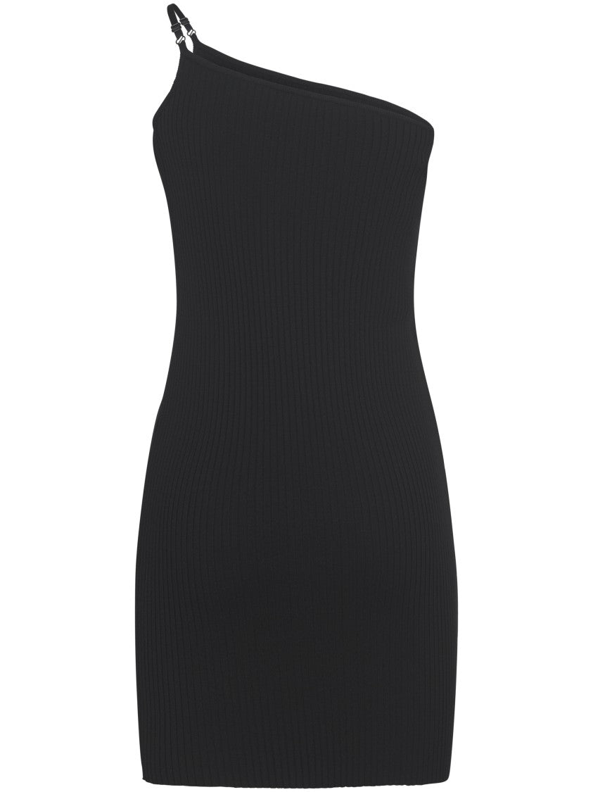 Courrèges One-Shoulder Black Skirt With Ribbed Texture