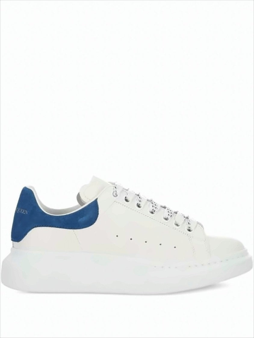 Alexander Mcqueen Smooth Calf Leather Sneakers With Suede Heel Tab