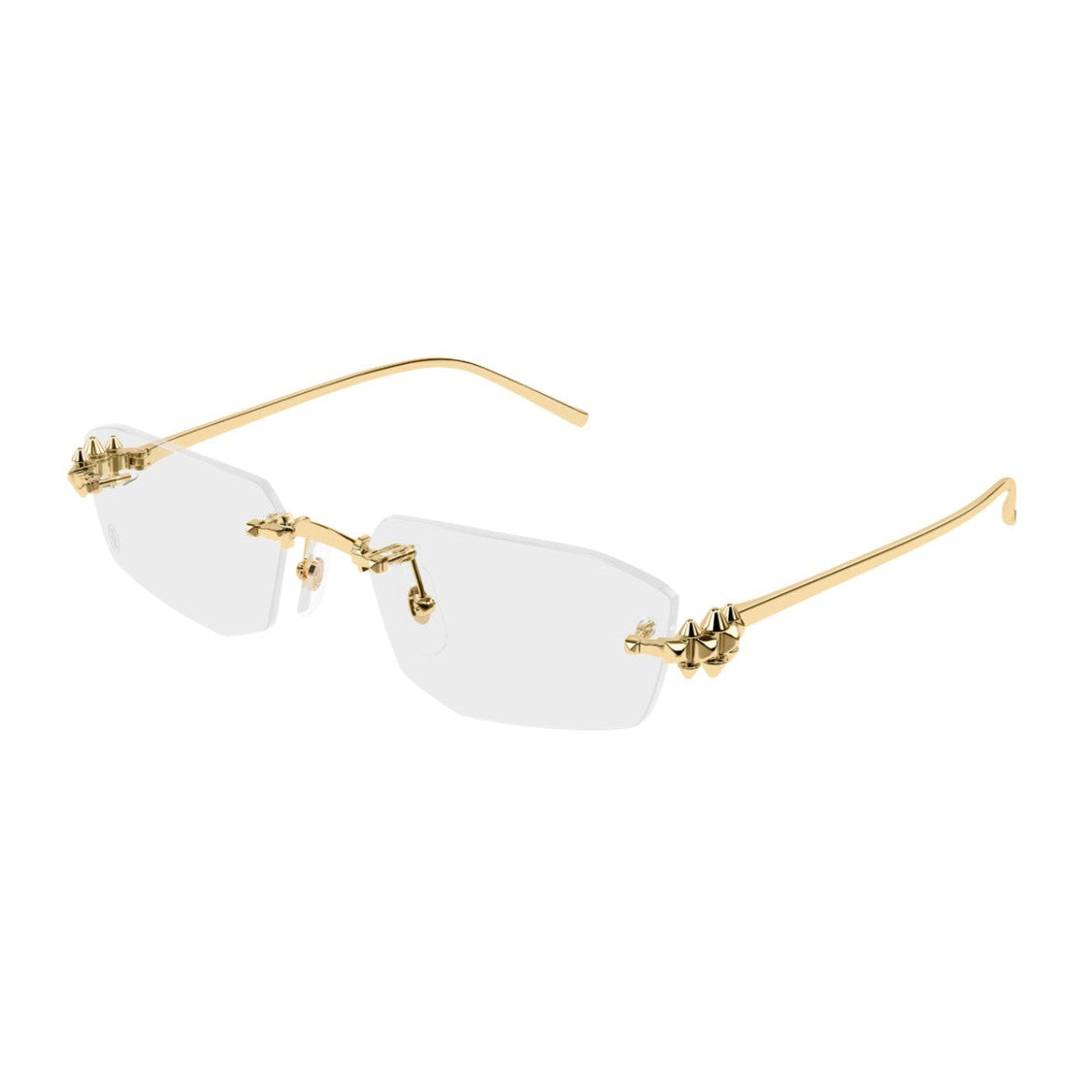 Cartier Rimless Metal Frame Eyeglasses With Pyramid Studs